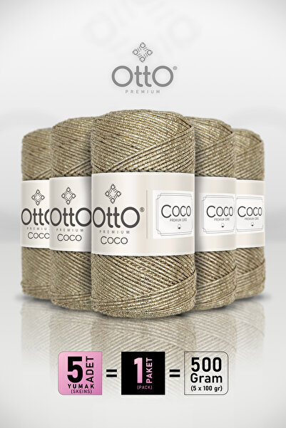 Otto Coco - Cream - 5-Pack - 2Mm/100Gr/125M - Glitter Cotton Bag and Accessor...