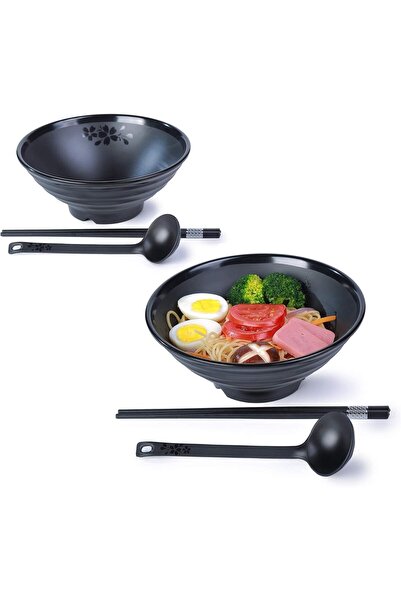 BPA Silk Route - Melamine Ramen Bowl Set, 41oz Japanese Style Soup Bowls with...