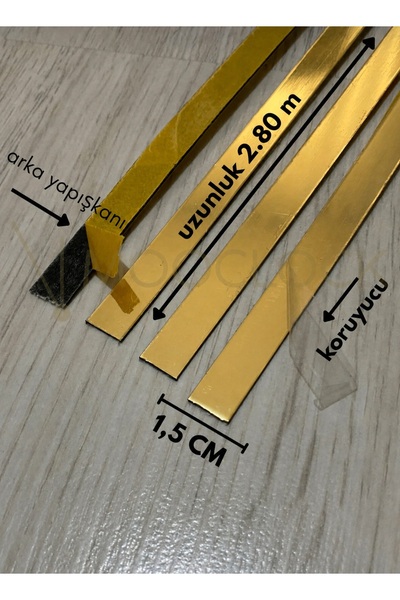 demdekor Dekoratif Yapışkanlı Aynalı Pleksi (10MM) (GOLD) Şerit Mobilya Dolap...