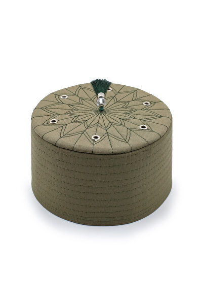 Sarıkhane Children's Imam Hat - Khaki Green - with Tassels - Felt
