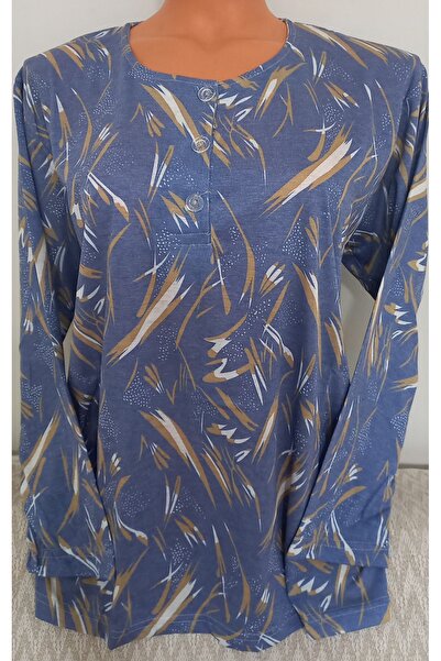 Anne Er Clothing Paper Print Combed Cotton Blouse Long-Sleeve 3 Buttons Multi...