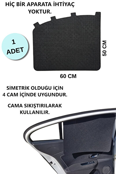 KAŞIKBEY 1 Adet Oto Yan Cam Güneşlik Perde Tüm Araçlara Uygun Montaj Gerektir...