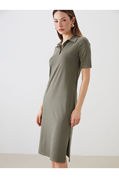 LC Waikiki Nevavm Polo Collar Slit Dress