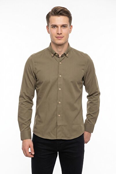 ADVANTE Men's Sport Slim Fit Long Sleeve Honeycomb Textured Shirt Bgl-St05483
