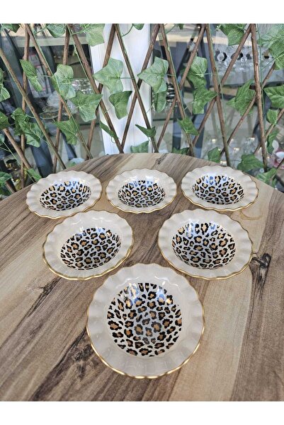 GÜRCÜGLASS 6-Piece Leopard Model Snack Bowl Sauce Bowl Multi-Purpose Ergonomi...