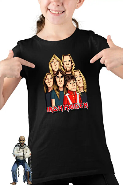 OEM Детска тениска за момичета с анимационен герой от Iron Maiden в стил хеви...