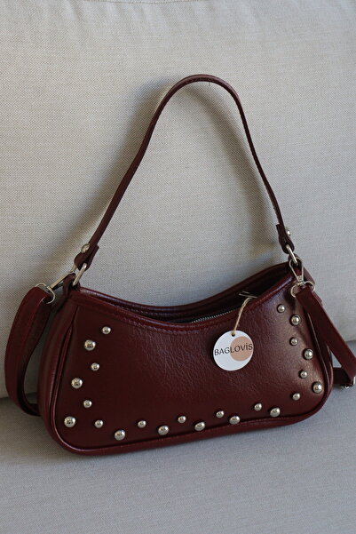 BAGLOVİS Trok Detailed Women's Shoulder Bag Curved Baguette Model Stylish and...