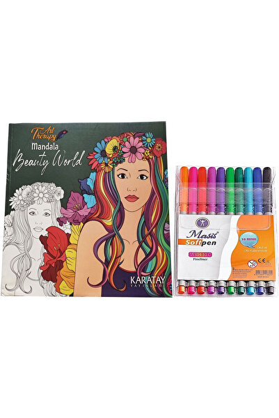 Karatay Yayınları Yeni Mandala Art Therapy Beauty World + 10'lu 04mm Keçe Uçl...