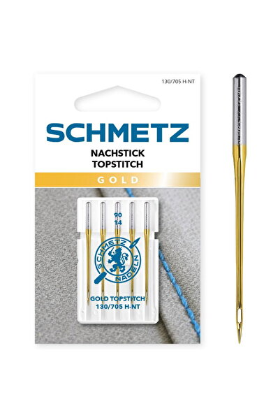 SCHMETZ Set 5 ace Gold Topstitch pentru Quilting, finete 90, 130/705 H-NT VDS