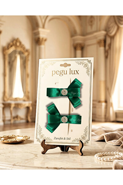 pegu baby collection Set de 2 agrafe de păr din satin verde smarald, mici, mi...