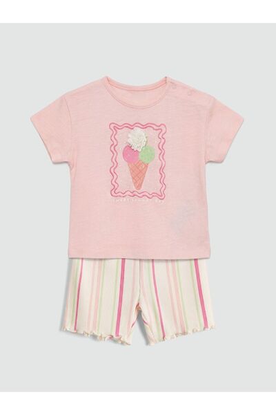 LC Waikiki Lcw Baby Printed Baby Girl Shorts Set