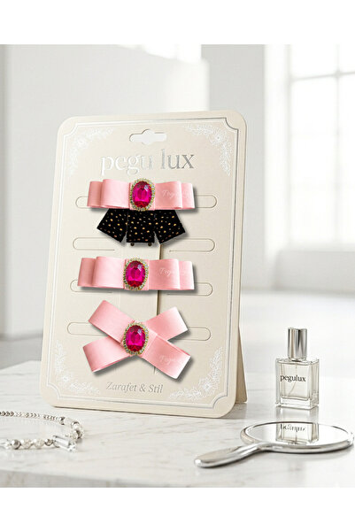 pegu baby collection Set de 3 agrafe cu pietre, cu panglică grograin roz, mic...
