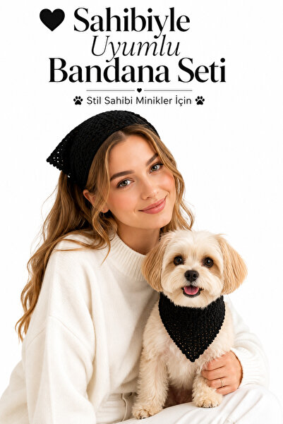 BOHEMÖRGÜ ✨   Women and Dog Matching Bandana – Hand-Knitted Bohemian Style Ma...