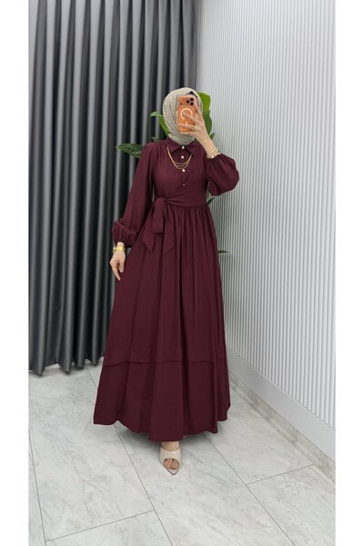 TARZ-I HAS BUTİK Bordo Nimet Elbise Tesettür Giyim