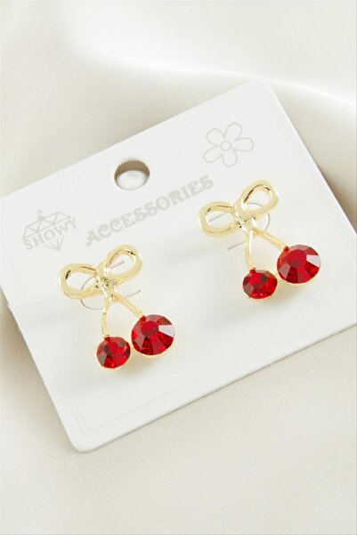 ZERO LAND Ilkeshop Cherry Stone Metal Earrings (231020) - Yellow