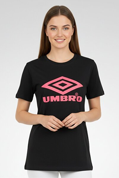 UMBRO Women Boyfriend Fit Short Sleeve Outdoor T-Shirt, Black