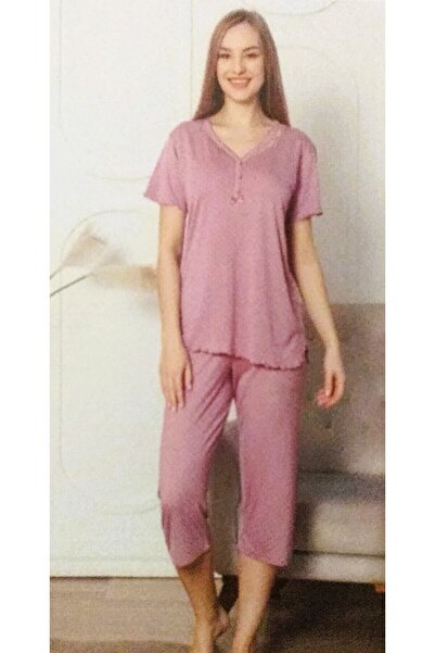 Miss Melina Plus Size Bamboo Women's Capri Pajama Set Plum