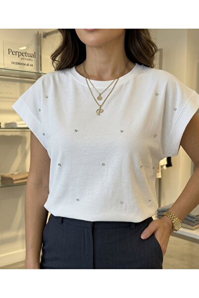 Butik Taş Detaylı T-Shirt
