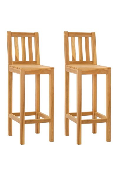 vidaxl Scaun de bar 2 pcs Maro Lemn solid de tec
