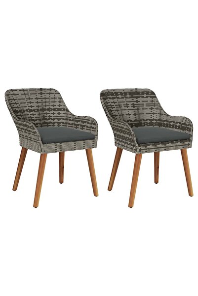 vidaxl Scaun pentru Grădină 2 pcs Gri 62.5 x 55 x 82 cm poliratan