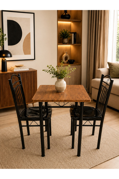 N.zone Modern Design Small Dining Table Set 2 Chairs |   The Table Measures 6...