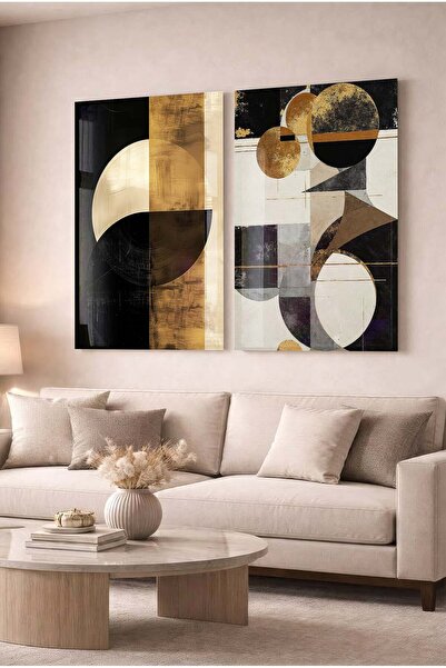 Zevahir Mobilya Dekorasyon Set de 2 tablouri decorative geometrice moderne, n...