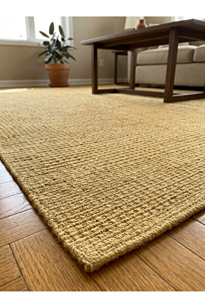 PASTEL HALI Sisal Kaliteli Jut Hasır Model Tek Renk Dokuma Yıkanabilir Toz Ve...