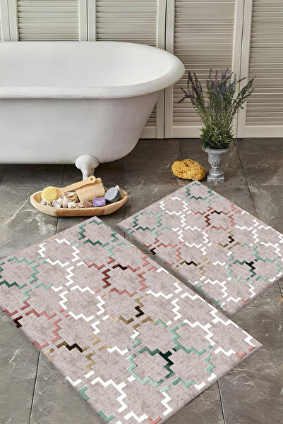 VİVİCAHOME Washable Non-Slip Based 2-Piece Bath Mat Set Stylish Design Bath Mat
