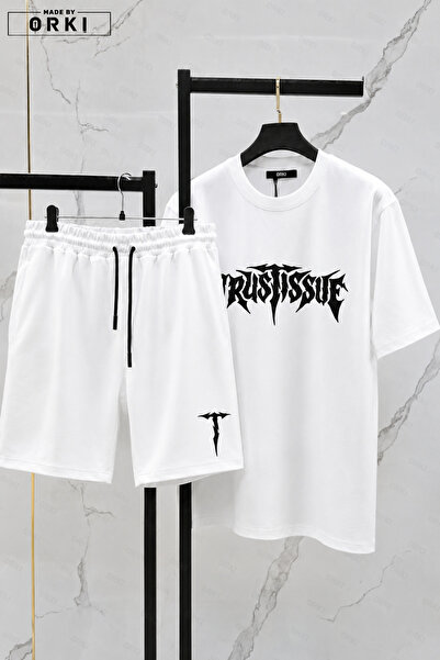 EFFRENATU Unisex Oversize Printed T-Shirt Shorts Set 2-Piece Summer Relaxed F...