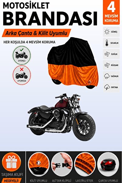 Cemku Double Black Top - Orange Bottom, Rear Bag Compatible Harley-Davidson S...