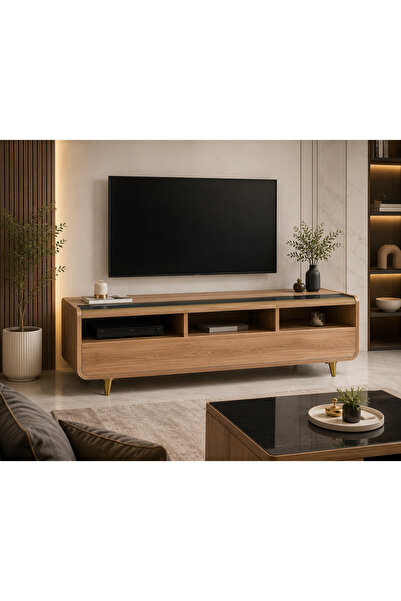 N.zone طاولة تلفاز خشبية فاخرة بتصميم عصري أنيق | المقاس 120×40×50 سم تضيف لم...