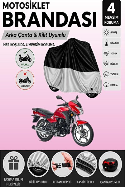 Cemku Double Black Top - Gray Bottom, Rear Bag Compatible Kanuni S170T Motorc...