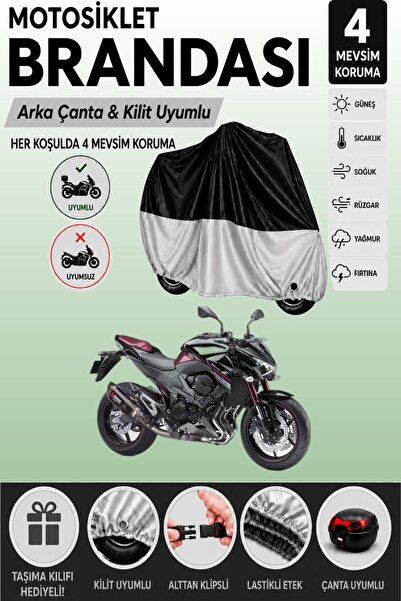 Cemku Double Black Top - Gray Bottom, Rear Bag Compatible Kawasaki Z 800 Moto...