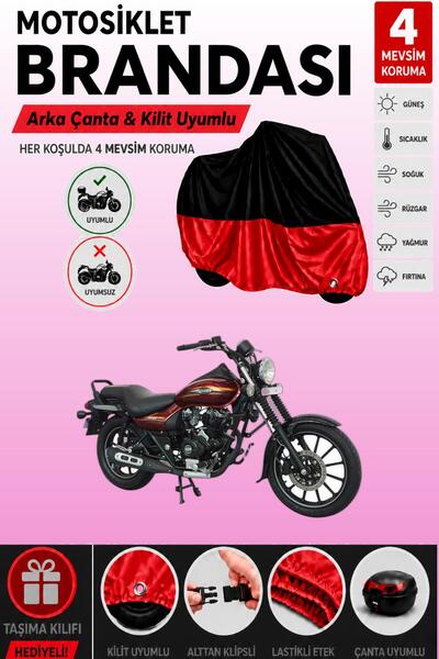 Cemku Double Black Top - Red Bottom, Rear Bag Compatible Bajaj Avenge.R Stree...