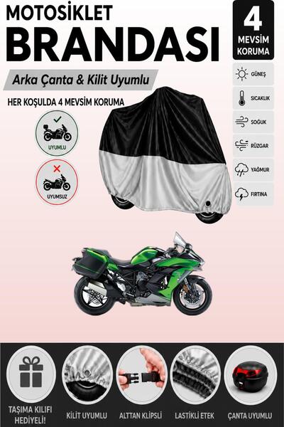 Cemku Double Black Top - Gray Bottom, Rear Bag Compatible Kawasaki Ninja H2 S...