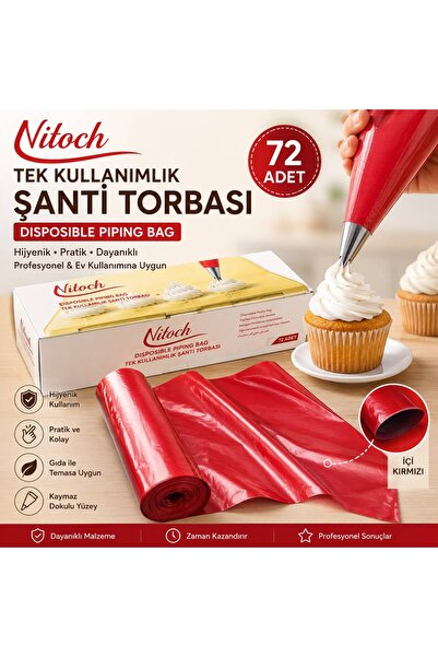 Dr. Gusto Nitoch Tek Kullanımlık Şanti Torbası 72 Adet Kırmızı Profesyonel Kr...