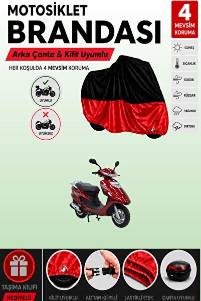 Cemku Double Black Top - Red Bottom, Rear Bag Compatible Mondial 125 Rt Motor...