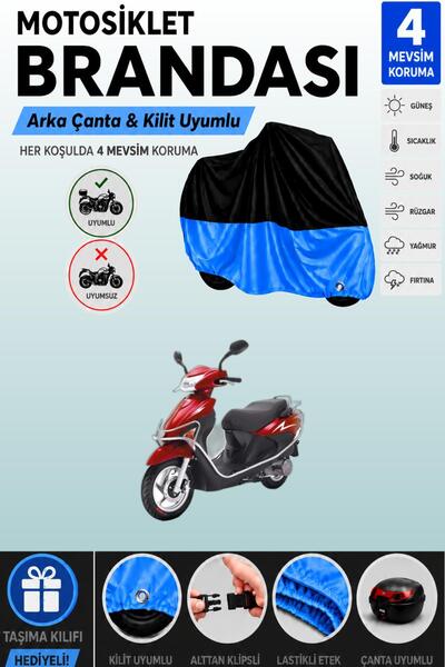Cemku Double Black Top - Blue Bottom, Rear Bag Compatible Kuba Matrix 150 Mot...