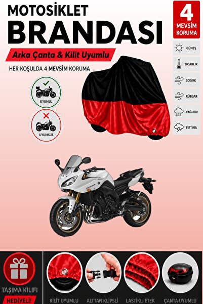 Cemku Double Black Top - Red Bottom, Rear Bag Compatible Yamaha Fazer 8 Abs M...