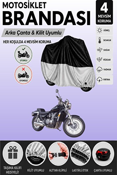 Cemku Double Black Top - Gray Bottom, Rear Bag Compatible Kawasaki Zl 600 Mot...