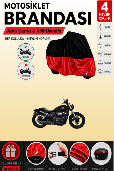 Cemku Double Black Top - Red Bottom, Rear Bag Compatible Yuki Funrider 125 Mo...