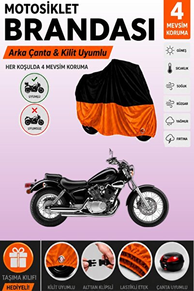 Cemku Double Black Top - Orange Bottom, Rear Bag Compatible Yamaha Virago Xv ...
