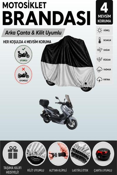 Cemku Double Black Top - Gray Bottom, Rear Bag Compatible Kuba Novax 200 Moto...