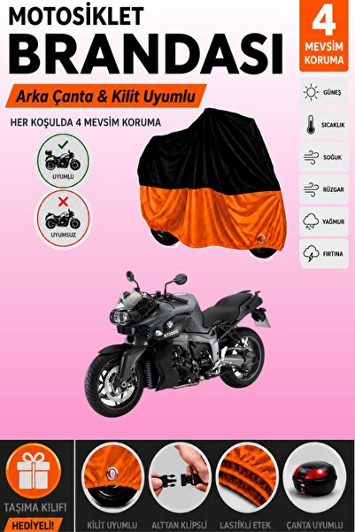 Cemku Double Black Top - Orange Bottom, Rear Bag Compatible Bmw K 1300 R Moto...