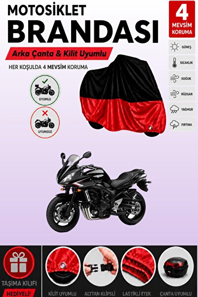Cemku Double Black Top - Red Bottom, Rear Bag Compatible Yamaha Fz6 Fazer S2 ...