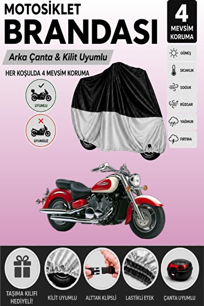 Cemku Double Black Top - Gray Bottom, Rear Bag Compatible Yamaha Royal Star X...
