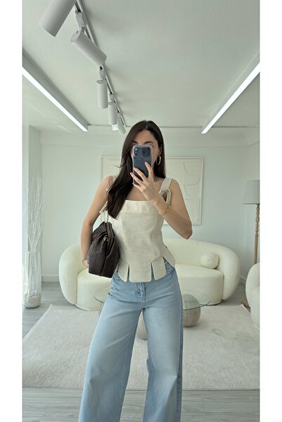 LUUNA STORE BEJ BAĞLAMA DETAYLI BLUZ