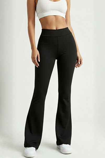 MEOSHE Women's High Waist Gathering Spanish Leg Black Leggings