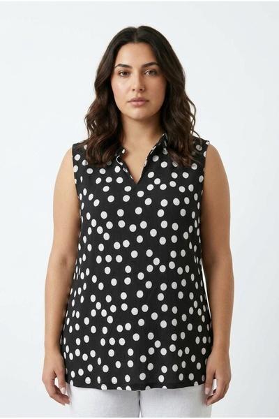 Stil Diva Tricou fără mâneci cu detaliu la guler