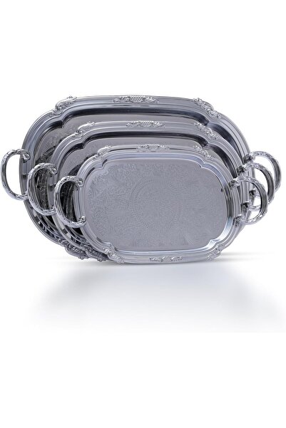 ALSAIF 3-piece serving tray set with side handles, modern and elegant design ...